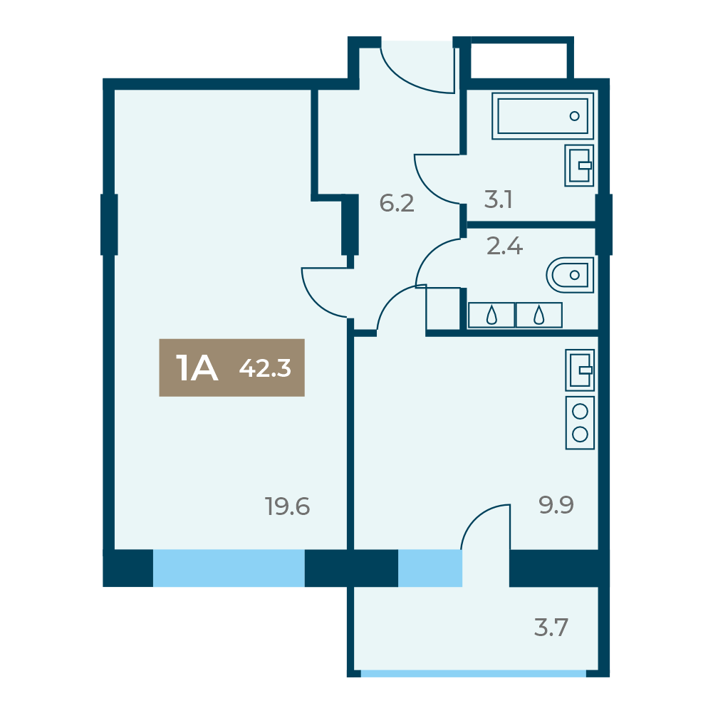 Купить 1-комнатную квартиру 42,3 кв – от застройщика СЗ Альтаир в ЖК Звездный дуэт Чебоксары