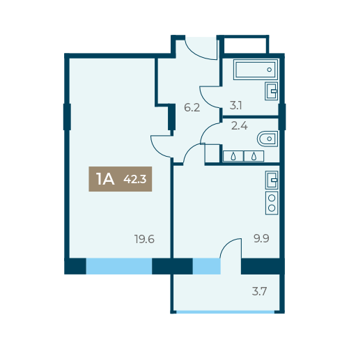 Купить 1-комнатную квартиру 42,3 кв – от застройщика СЗ Альтаир Чебоксары