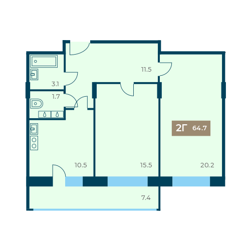 Купить 2-комнатную квартиру 64,7 кв – от застройщика СЗ Альтаир Чебоксары