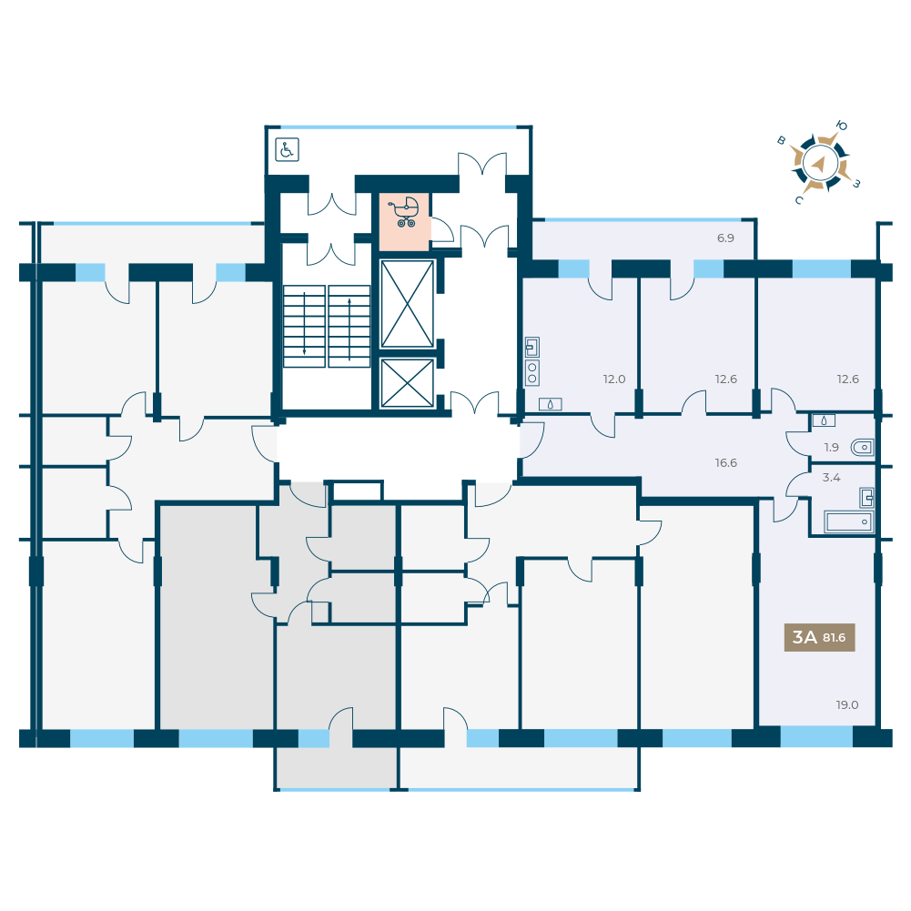 Купить 3-комнатную квартиру 81,6 кв – от застройщика СЗ Альтаир в ЖК Звездный дуэт Чебоксары