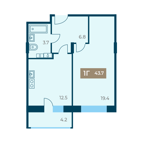 Купить 1-комнатную квартиру 43,7 кв – от застройщика СЗ Альтаир Чебоксары